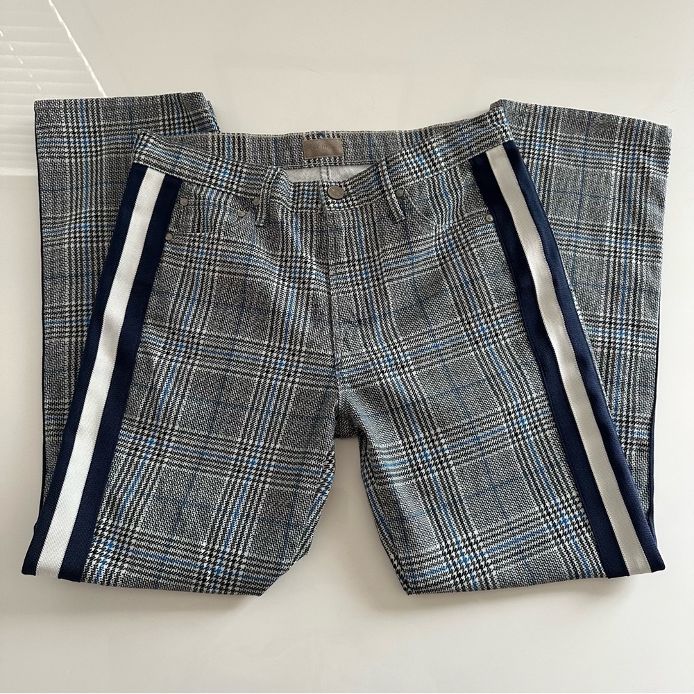 MOTHER Plaid Ankle Pants Jeans with Navy Stripes 29 - Picture 4 of 12